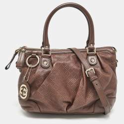 Gucci Brown Diamante Leather Medium Sukey Tote