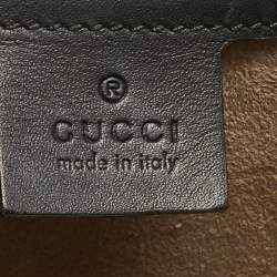 Gucci Black Leather Medium Web Sylvie Top Handle Bag