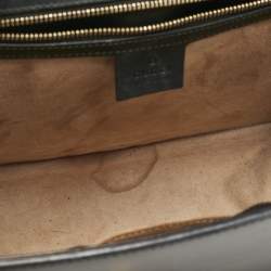 Gucci Black Leather Medium Web Sylvie Top Handle Bag