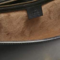 Gucci Black Leather Medium Web Sylvie Top Handle Bag