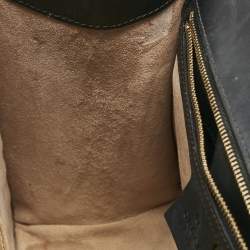 Gucci Black Leather Medium Web Sylvie Top Handle Bag