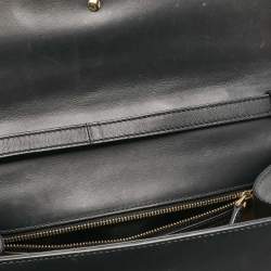 Gucci Black Leather Medium Web Sylvie Top Handle Bag