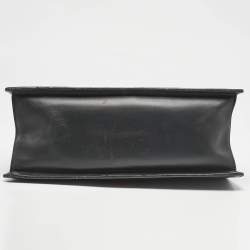 Gucci Black Leather Medium Web Sylvie Top Handle Bag