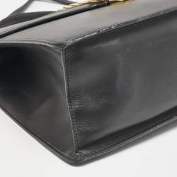 Gucci Black Leather Medium Web Sylvie Top Handle Bag