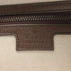Gucci Beige Brown Coated Canvas Leather GG Supreme Sherry Boston Bag