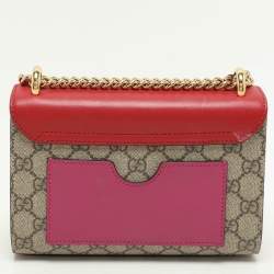 مملوكة مسبقًا Gucci Beige/Red GG Supreme Canvas and Leather Small Padlock Crossbody Bag