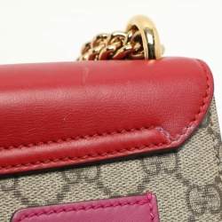 مملوكة مسبقًا Gucci Beige/Red GG Supreme Canvas and Leather Small Padlock Crossbody Bag