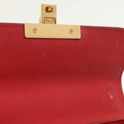 مملوكة مسبقًا Gucci Beige/Red GG Supreme Canvas and Leather Small Padlock Crossbody Bag