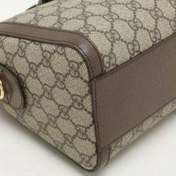 Gucci Beige/Brown GG Supreme Canvas and Leather Medium Ophidia Boston Bag