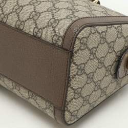 Gucci Beige/Brown GG Supreme Canvas and Leather Medium Ophidia Boston Bag