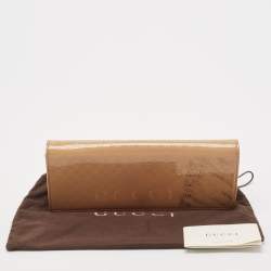 Gucci Beige Microguccissima Patent Leather Broadway Clutch