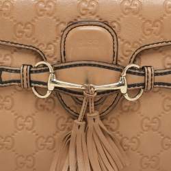 Gucci Beige Guccissima Leather Small Emily Chain Shoulder Bag
