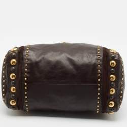 Gucci Dark Brown Suede and Leather Babouska Indy Boston Bag