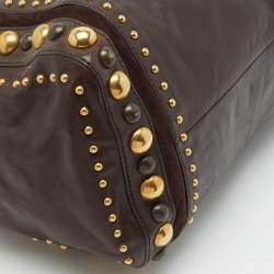 Gucci Dark Brown Suede and Leather Babouska Indy Boston Bag