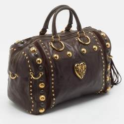 Gucci Dark Brown Suede and Leather Babouska Indy Boston Bag