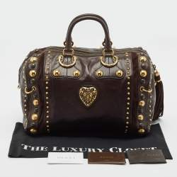 Gucci Dark Brown Suede and Leather Babouska Indy Boston Bag