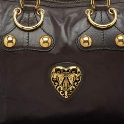 Gucci Dark Brown Suede and Leather Babouska Indy Boston Bag