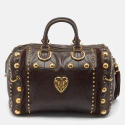 Gucci Dark Brown Suede and Leather Babouska Indy Boston Bag