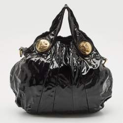 Gucci Black Patent Leather Large Hysteria Hobo