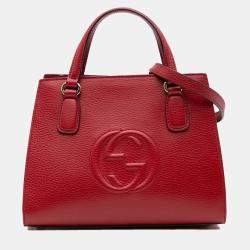 Gucci Red Medium Dollar Calf Soho Top Handle Convertible Tote