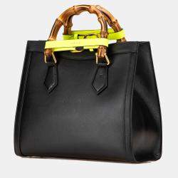 Gucci Black Small Leather Bamboo Diana Satchel
