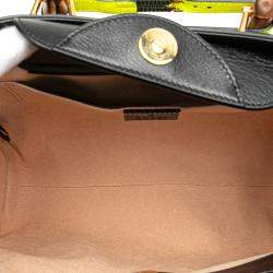 Gucci Black Small Leather Bamboo Diana Satchel