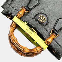 Gucci Black Small Leather Bamboo Diana Satchel