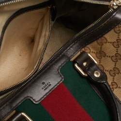 Gucci Beige/Brown GG Canvas Medium Vintage Web Boston Bag