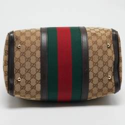Gucci Beige/Brown GG Canvas Medium Vintage Web Boston Bag