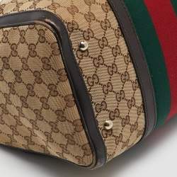 Gucci Beige/Brown GG Canvas Medium Vintage Web Boston Bag