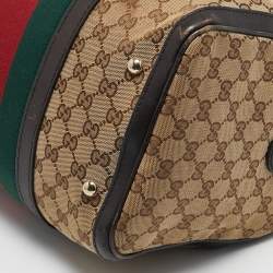Gucci Beige/Brown GG Canvas Medium Vintage Web Boston Bag