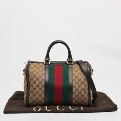 Gucci Beige/Brown GG Canvas Medium Vintage Web Boston Bag