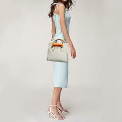 Gucci Off White Leather Small Bamboo Diana Tote