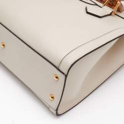 Gucci Off White Leather Small Bamboo Diana Tote