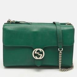 Gucci Green Leather Medium Interlocking G Shoulder Bag
