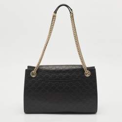 Gucci Black Guccissima Leather Large Emily Chain Shoulder Bag