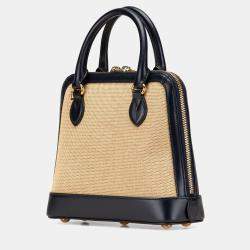 Gucci Beige Black Small Canvas Horsebit 1955 Satchel