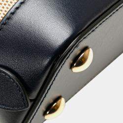Gucci Beige Black Small Canvas Horsebit 1955 Satchel