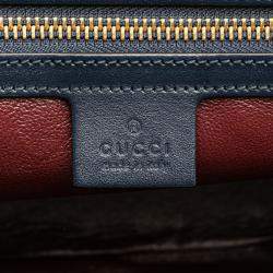 Gucci Beige Black Small Canvas Horsebit 1955 Satchel