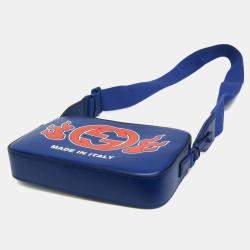 Gucci Blue and Orange Leather Shoulder Bag