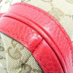 Gucci Beige and Red GG Canvas Leather Shoulder Bag