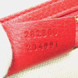 Gucci Beige and Red GG Canvas Leather Shoulder Bag