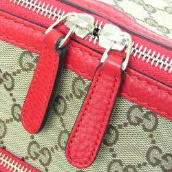 Gucci Beige and Red GG Canvas Leather Shoulder Bag
