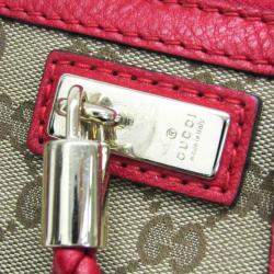 Gucci Beige and Red GG Canvas Leather Shoulder Bag