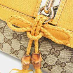 Gucci Beige and Yellow GG Canvas Bella Shoulder Bag