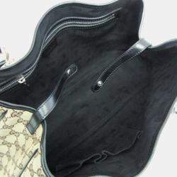 Pre Owned Gucci Beige and Black GG Twins Canvas Tote Bag