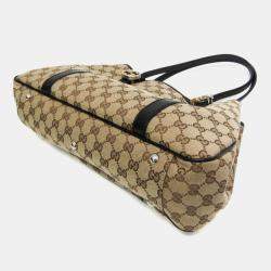 Pre Owned Gucci Beige and Black GG Twins Canvas Tote Bag