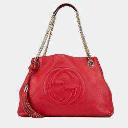 Gucci Red Medium Leather Soho Chain Tote