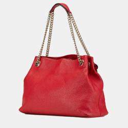 Gucci Red Medium Leather Soho Chain Tote