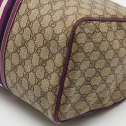 Gucci Beige/Purple GG Supreme Canvas Limited Edition Stripe Web Joy Boston Bag